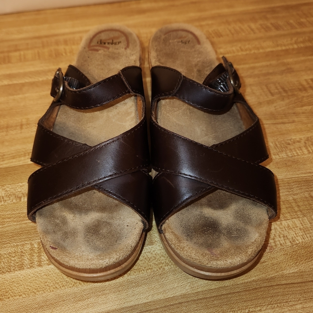 DANSKO Sela Clogs Sandals Brown Leather, size 7